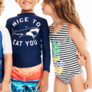 Kid boy’s  swimwear set,swim trunk and rash guard!